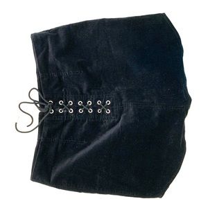 Black suede mini skirt